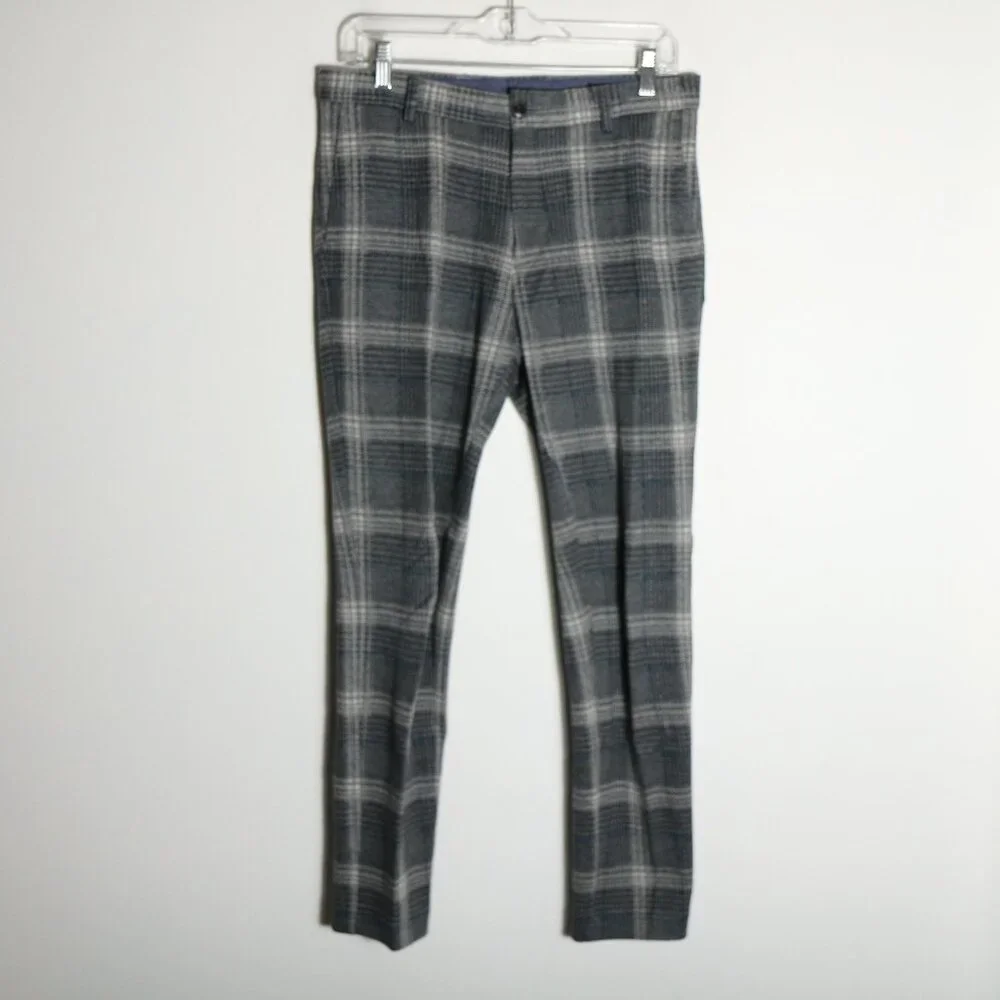 Scotch & Soda Mott Plaid Trouser Pants Mens 29x28 Blue Cotton Work Office Preppy